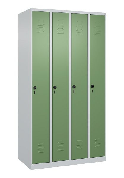 C+P Umkleidespind Classic PLUS, 4 Abteile, 1850x1000x500mm, 7035/6011, Drehriegel, 080000-49 S10006