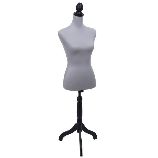 Mendler Schneiderpuppe HWC-Q24, Schaufensterpuppe Torso weiblich, Schaumstoff, abnehmbarer Bezug, FSC®-zertifiziert, grau, 111704