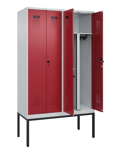 C+P PSA Doppel-Spind Evolo PLUS, Gestell, 4 Abteile, 2120x1200x500mm, 7035/3003, Drehriegel, 0490327-40P S10004