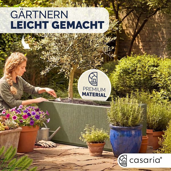 casaria Blumentopf Ethica Olivgrün Kunststoff 80x36x36cm, 110340