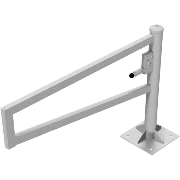 Stein HGS Wegesperre 360° drehbar, 1500 mm / ohne Farbe, Profilzylinderschloss verschiedenschließend, zum Aufdübeln mit Bodenplatte (360x360mm), 4013.15zp