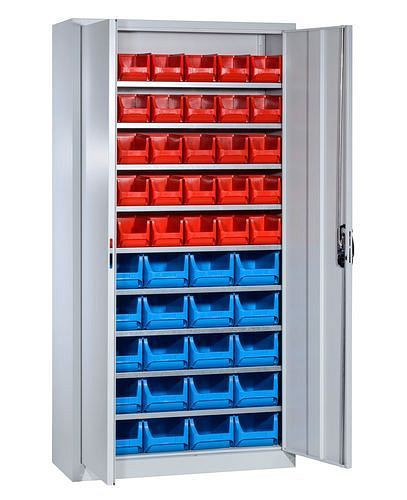 DENIOS Magazinschrank mit 50 Sichtlagerkästen pro-line A, 1000 x 420 x 1980 mm, 265185