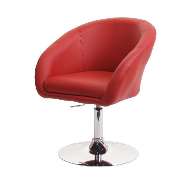 Mendler Esszimmerstuhl HWC-F19, Küchenstuhl Stuhl Drehstuhl Loungesessel, drehbar höhenverstellbar, Kunstleder rot, 75711