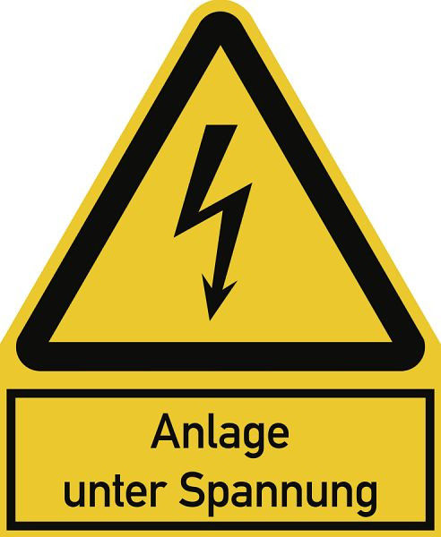 Moedel Anlage unter Spannung ISO 7010, Kombischild, Folie, 200x244 mm, 99031
