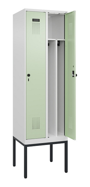 C+P Spind Evolo PLUS, Gestell, 2 Abteile, 2120x600x500mm, 9016/6019, Verschluss Drehriegel, 0490307-20F S10019