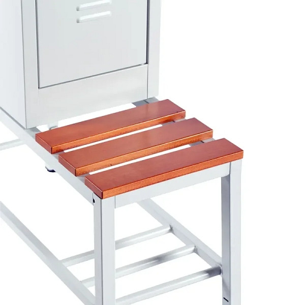 Lüllmann Sitzbankuntergestell mit Schuhrost, Sitzauflagen buche, 400 x 315 x 800 mm, lichtgrau, 524210