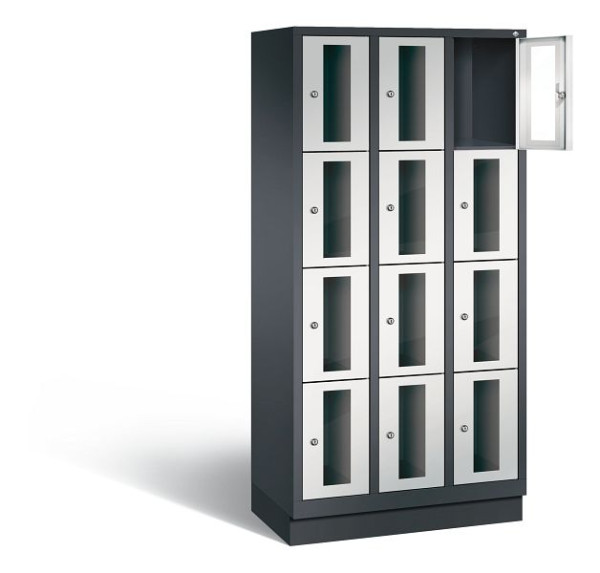 C+P Schließfachschrank Classic, H1800xB900xT500mm, Farbe: Schwarzgrau / Lichtgrau, 8020A304 S10013