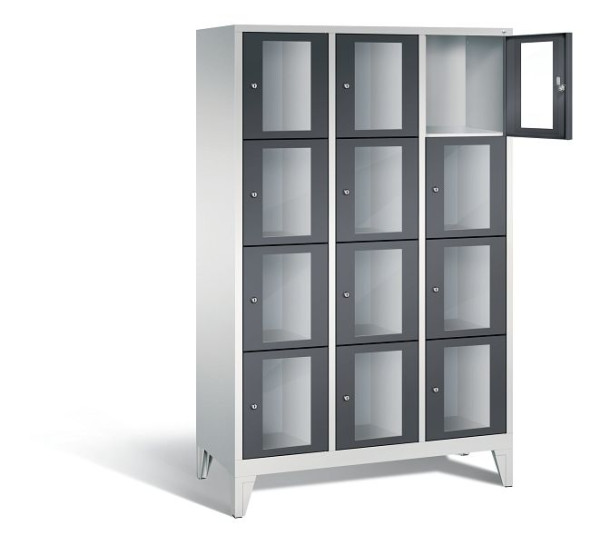C+P Schließfachschrank Classic, H1850xB1200xT500mm, Farbe: Lichtgrau / Schwarzgrau, 8010A324 S10005