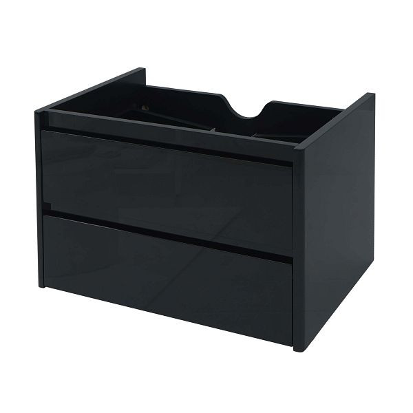 Mendler Waschbeckenunterschrank HWC-B19, Waschtischunterschrank Waschtisch Badezimmer, hochglanz Soft-Close 50x60cm, schwarz, 57619