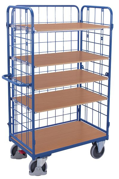 VARIOfit Etagenwagen hoch, Außenmaße: 1.190 x 725 x 1.820 mm, RAL 5010 enzianblau, 4 variable Etagenböden, sw-700.305