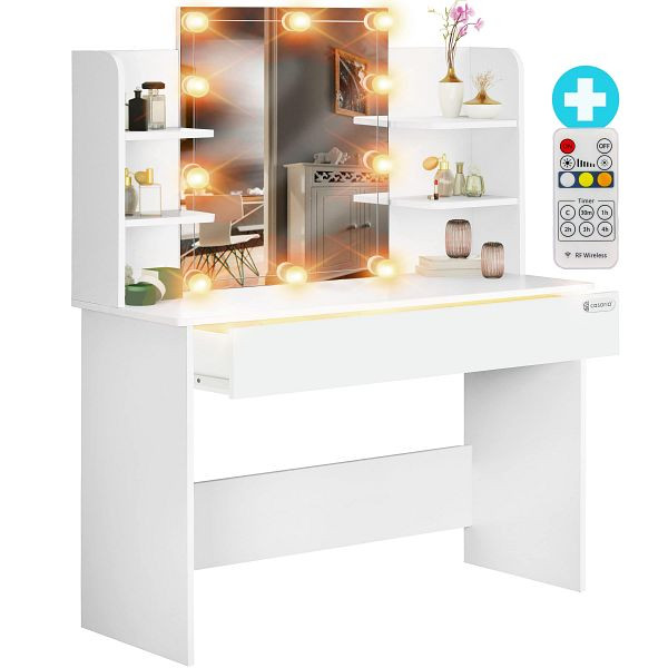 casaria Schminktisch Lucia Weiß 140x110x40cm mit LED, 995217