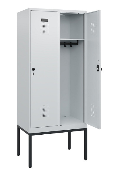 C+P Spind Evolo PLUS, Gestell, 2 Abteile, 1950x800x500mm, 7035/7035, Drehriegel, 0490305-22 S10013