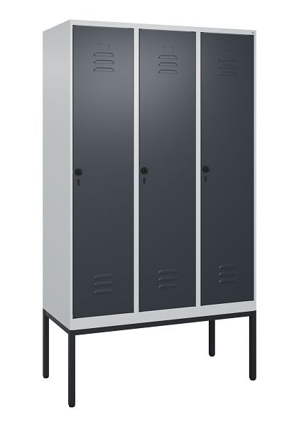 C+P Umkleidespind Classic PLUS, Gestell, 3 Abteile, 2120x1200x500mm, 7035/7016, Drehriegel, 0800307-32 S10008