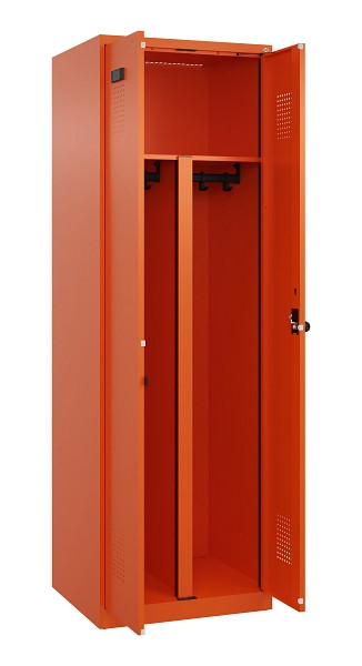 C+P PSA Schwarz-Weiß-Spind Evolo PLUS, 2 Abteile, 1850x600x500mm, 2004/2004, Drehriegel, 049002-20P S10023