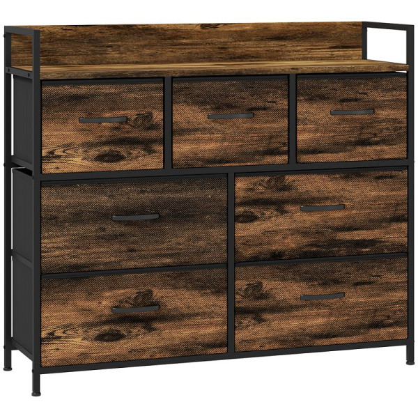 HOMCOM Kommode, Sideboard mit 7 Stoffschubladen, Industrial Design, Stahlrahmen, 831-761V00RB