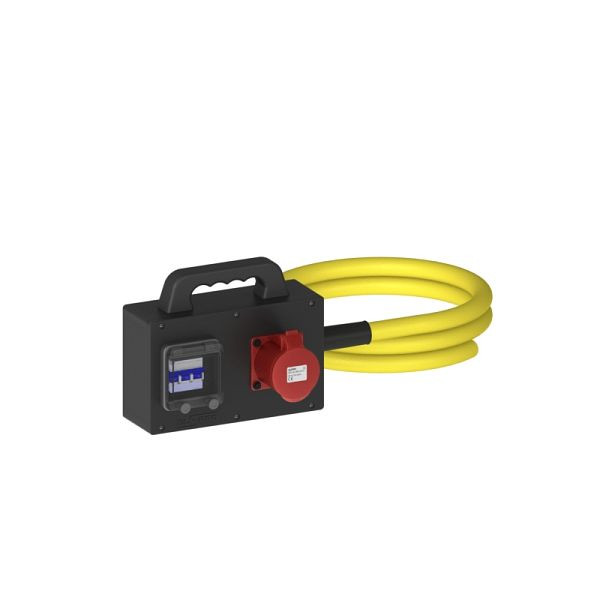 ELSPRO Vollgummi-Sicherheitsverteiler HILDEN, Stecker: 2 m CEE 400 V, Ausgang: 1 CEE 400 V 32 A, 1 C-Aut. 3p, 1346330