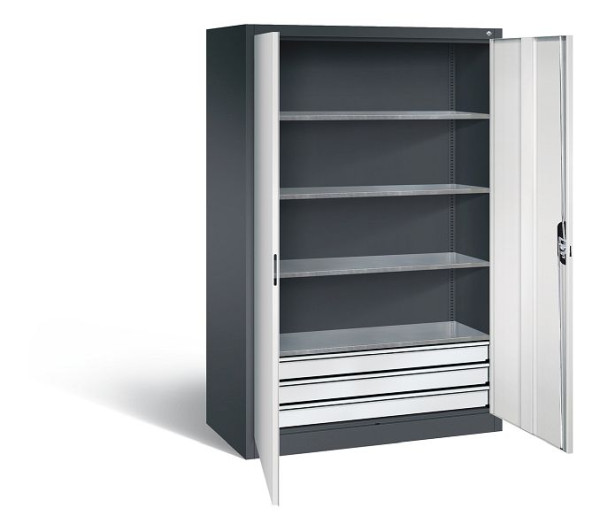 C+P Werkzeugschrank Acurado, H1950xB1200xT600mm, Farbe: Schwarzgrau / Lichtgrau, Muldengriff, 8932-503 S10379