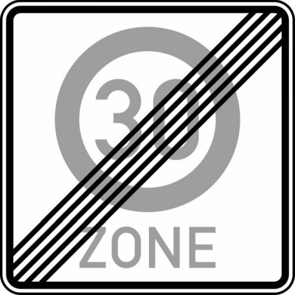 Stein HGS Ende einer Tempo 30-Zone, Nr. 274.2, 840x840mm /RA1/Flachform 3mm, 274.2-213