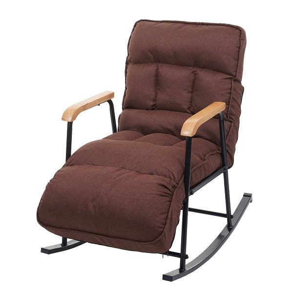 Mendler Schaukelstuhl HWC-K40, Schaukelsessel Schwingstuhl Relaxsessel, Liegefunktion Metall, Stoff/Textil dunkelbraun, 92081