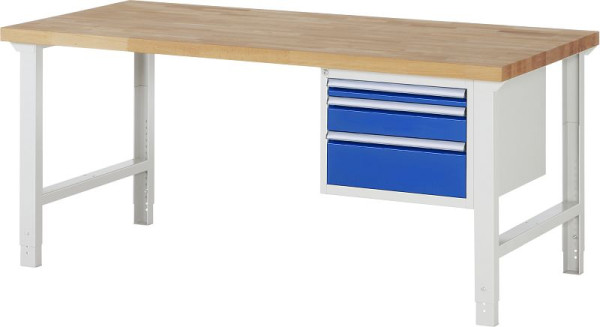 RAU Werkbank Serie 7000 - Modell 7126, B2000 x T900 x H790-1140 mm, Systemunterbau B2000 x T850 x H750-1100 mm, 03-7126A1-209B4H.11