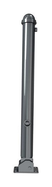 Schake Absperrstilpfosten Typ 477FUB umlegbar, mit Dreikantverschluss, zum Aufdübeln, Ø 76mm, mit Zierkappe, RAL 7016, mit 1 Öse, 477FUB+1