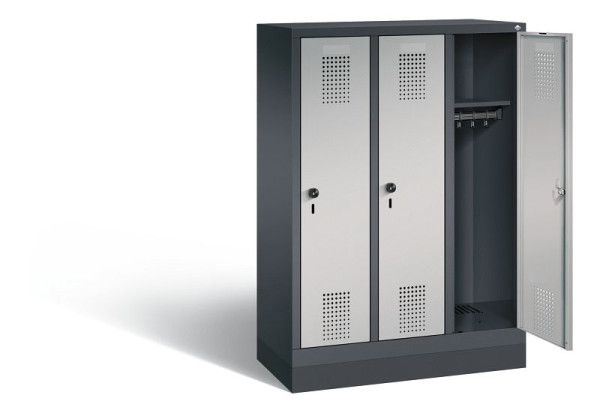 C+P Kindergarten-Spind Evolo, H1300xB900xT300mm, Farbe: Schwarzgrau / Weißaluminium, 480203-30 S10089