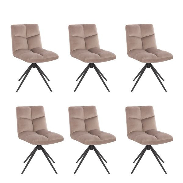 HOME DELUXE Esszimmerstuhl drehbar 6er Set NODA – Samt Hellbraun, 50878