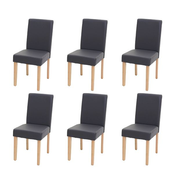 Mendler 6er-Set Esszimmerstuhl Stuhl Küchenstuhl Littau, Kunstleder, grau matt, helle Beine, 3x74522