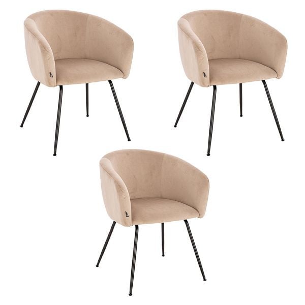 HOME DELUXE Esszimmerstuhl ARIA Samt Beige - Stückzahl: 3, 55974