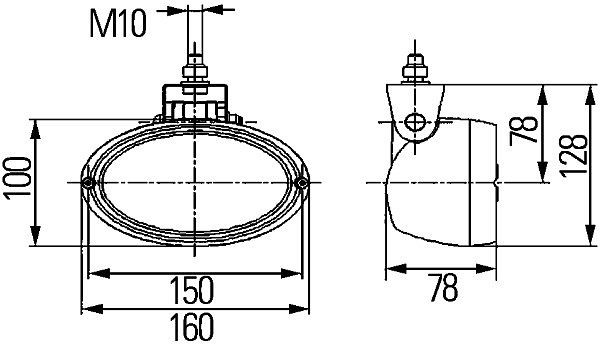 HELLA Halogen-Arbeitsscheinwerfer - Oval 100 - 24V - Anbau/geschraubt - hängend/schwenkbarer Montagebügel - Nahfeldausleuchtung, 1GA 996 561-357