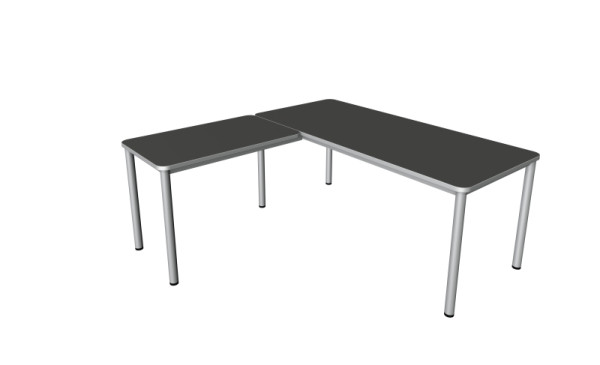 Kerkmann Winkelarbeitsplatz Prime, Schreibtisch B 1800 x T 800 x H 750 mm, Anbautisch 1000 x 600 x 750 mm, anthrazit, 11043113