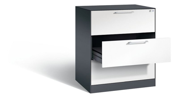 C+P Karteischrank Asisto, H1010xB800xT600mm, Farbe: Schwarzgrau / Verkehrsweiß, Bügelgriff, 146243-322 S10039