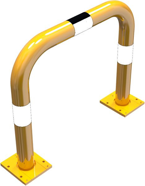 Schake Rammschutzbügel abnehmbar Stahlrohr Ø 76 mm gelb / schwarz, Gesamtbreite: 750 mm, Höhe Überflur: 650 mm, 477_05APBG