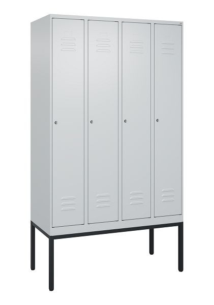 C+P Umkleidespind Classic PLUS, Gestell, 4 Abteile, 2120x1200x500mm, 7035/7035, Zylinderschlösser, 0800307-40 S10024
