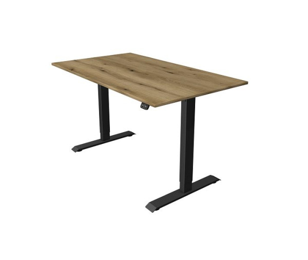 Kerkmann Sitz-/Stehtisch Move 1 anthrazit, B 1400 x T 800 mm, elektrisch höhenverstellbar von 740-1230 mm, Eiche, 10182755