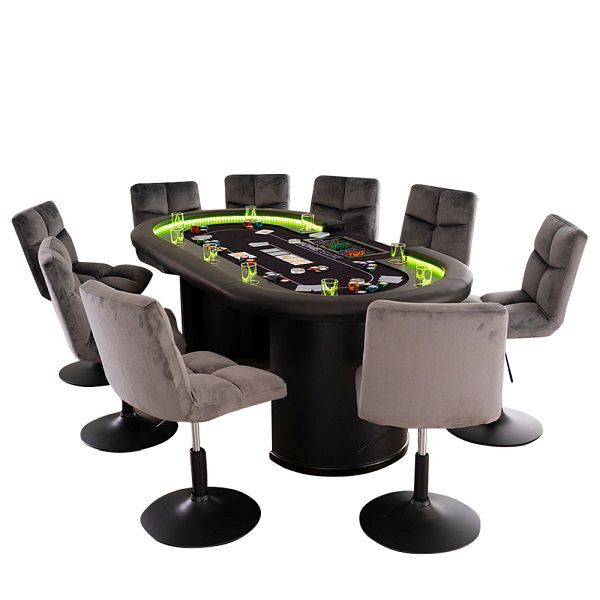 HOME DELUXE Pokertisch inklusive Pokerkoffer und Stühle ALL IN - Tisch & 10 Stühle, 50944