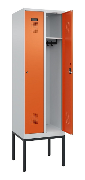 C+P Spind Evolo PLUS, Gestell, 2 Abteile, 2120x600x500mm, 7035/2004, Verschluss Zylinderschloss, Ablageböden 2, 0490307-20 S10029