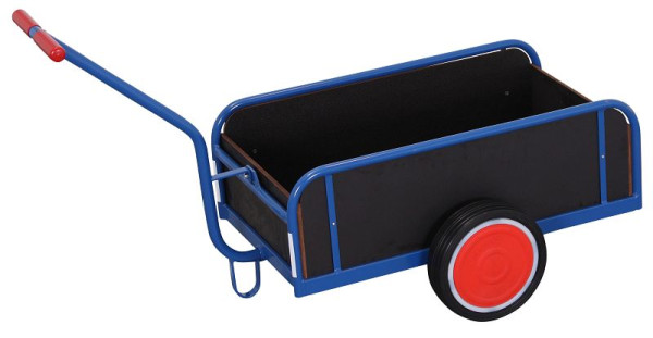 VARIOfit Handwagen mit Bordwand, Ladefläche: 765 x 435 mm, RAL 5010 enzianblau, Radsatz: Vollgummibereifung, zu-1284
