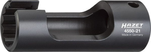 Hazet Einspritzleitungs-Schlüssel, Vierkant hohl 12,5 mm (1/2 Zoll), Außen-Doppel-Sechskant Profil, 21 mm, 4550-21