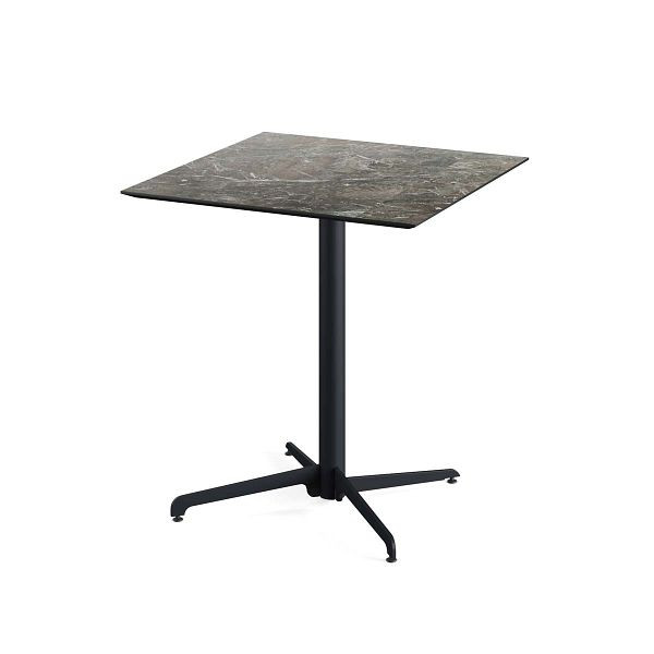 Feros X Cross Terrassentisch Schwarz gestell + Galaxy Marble HPL 70x70 cm, 110031577