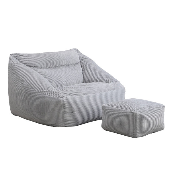 HOME DELUXE Sitzsack mit Hocker COZY – Farbe Hellgrau, 50752