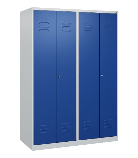 C+P Umkleidespind Classic PLUS, Doppel-Spind, 4 Abteile, 1700x1200x500mm, 7035/5010, Zylinderschlösser, 0800027-40P S10016