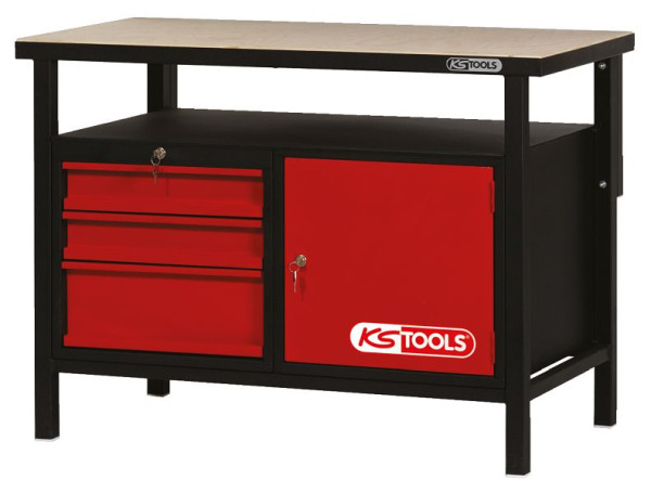 KS Tools Werkbank mit 3 Schubladen und 1 Tür, H840xB1200xT600mm, 865.0003