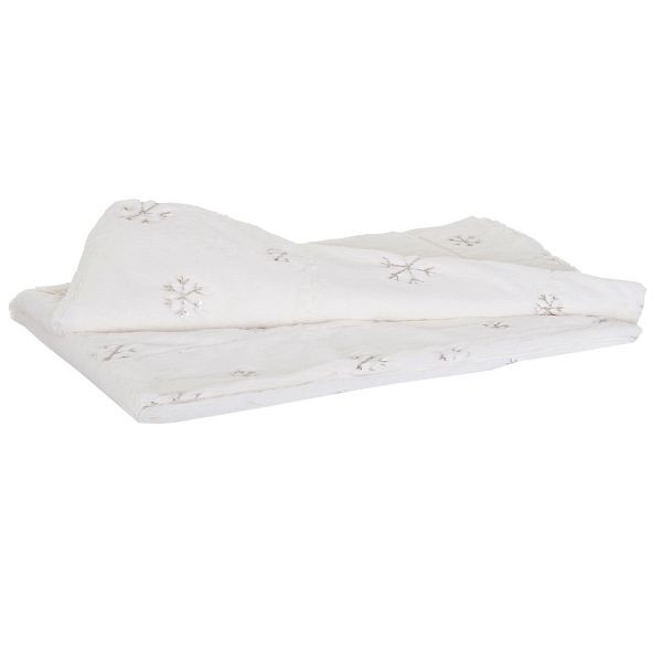 Mendler Wohndecke Schnee, Tagesdecke Kuscheldecke Sofadecke, flauschig weiß Pailletten 150x120cm, 51872