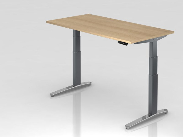 Hammerbacher Sitz-Steh-Schreibtisch elektrisch 160x80cm Eiche/Graphit, poliert, Rechteckform, VXBHM16/E/GC
