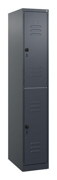 C+P Doppelstöckiger Spind Classic PLUS, 1700x300x500mm, 7016/7016, Drehriegel, 0803007-10 S10010