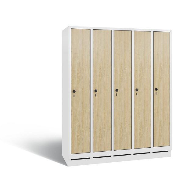 C+P Spind Evolo, 5 Abteile, H1800xB1480xT500 mm, Weiß/HPL Eiche, 48020-50 S10606