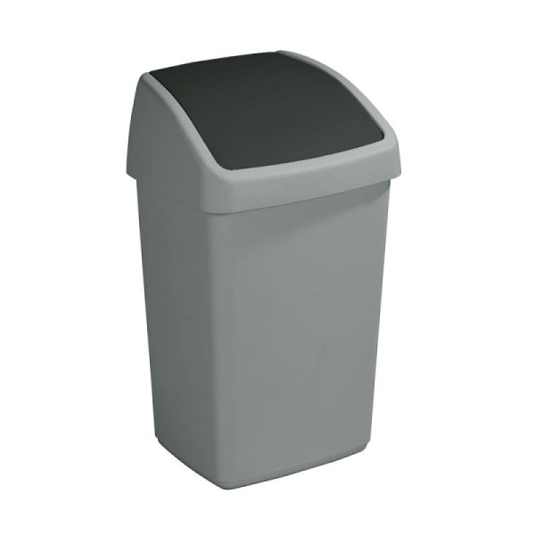 STEIN HGS Abfallbehälter Delta mit Swingdeckel, grau, schwarz, Gesamthöhe 540 mm, 83469.0005