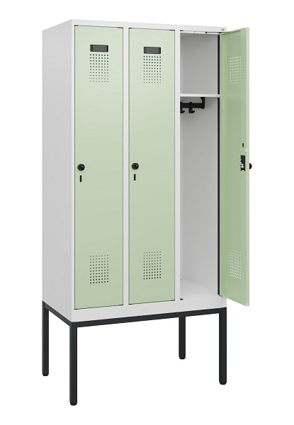 C+P Spind Evolo PLUS, Gestell, 3 Abteile, 1950x900x500mm, 9016/6019, Drehriegel, 0490305-30 S10021