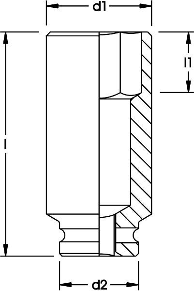 ELORA Kraftschrauber-Einsatz 1.1/2", extra tief, 6-kant, 793LT-3.1/2" AF, 0793120675100
